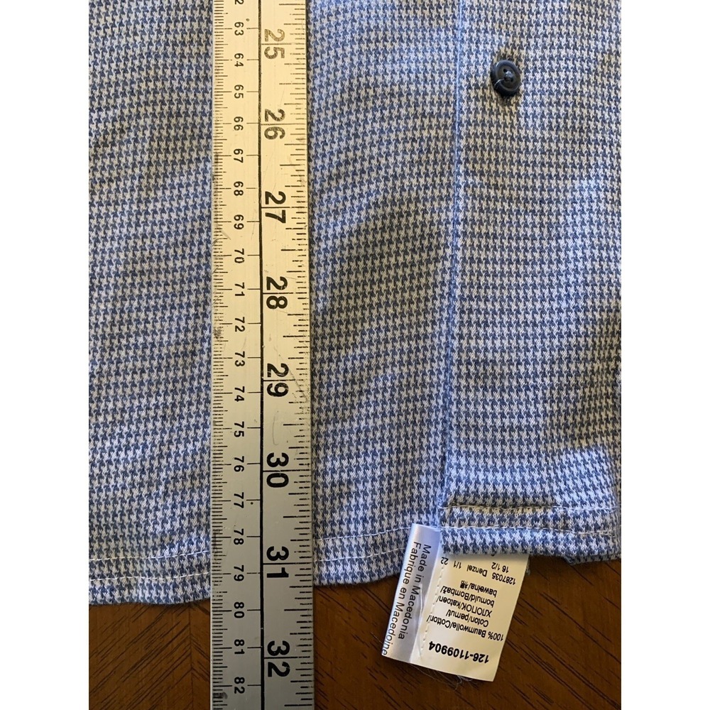 DIGEL Long Sleeve Button Up Shirt Mens 42L Blue Houndstooth Baumwolla Cotton NWT - Picture 14 of 16